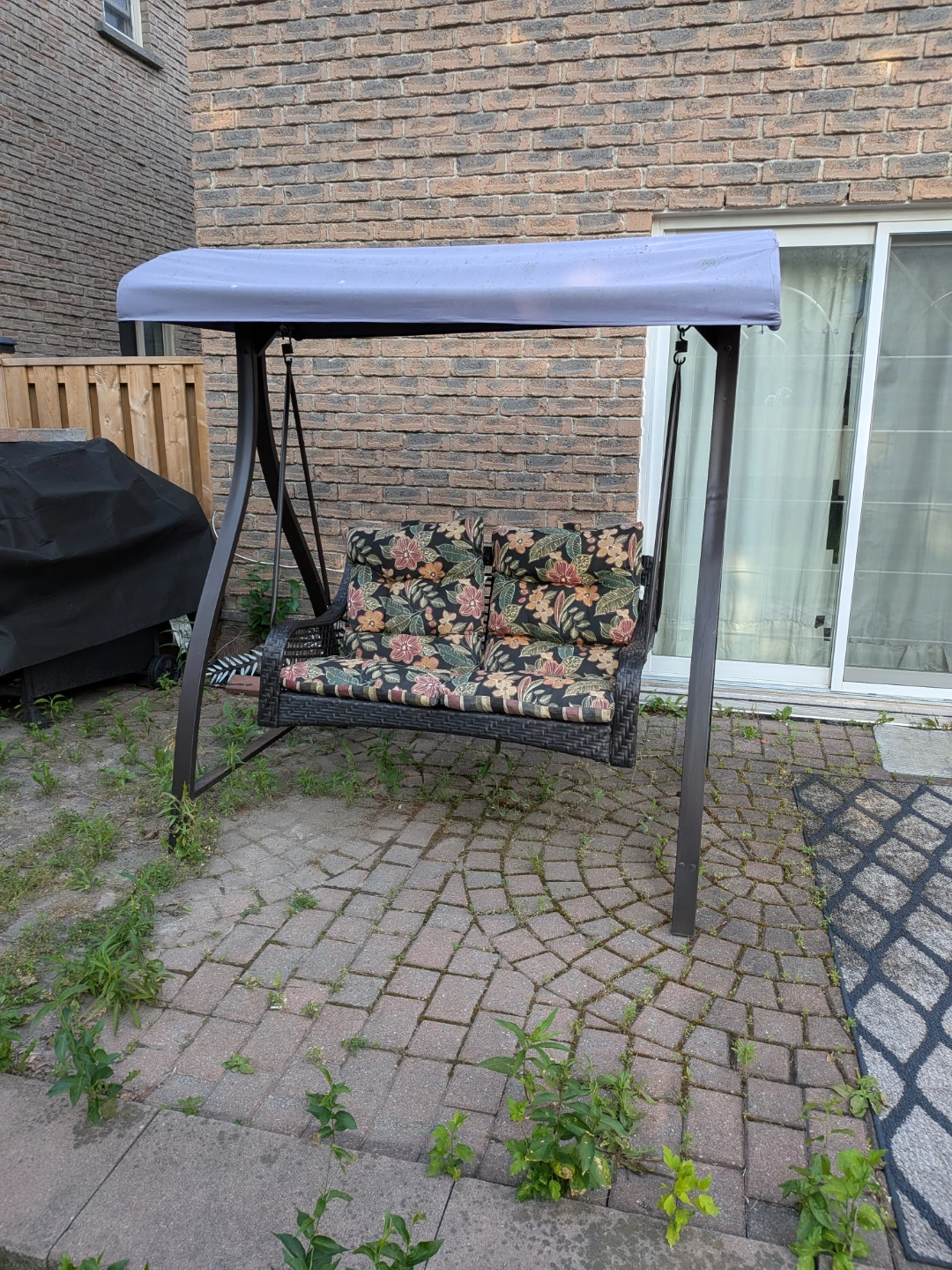 Wicker Patio Swing with Canopy and Cushions - photo 2