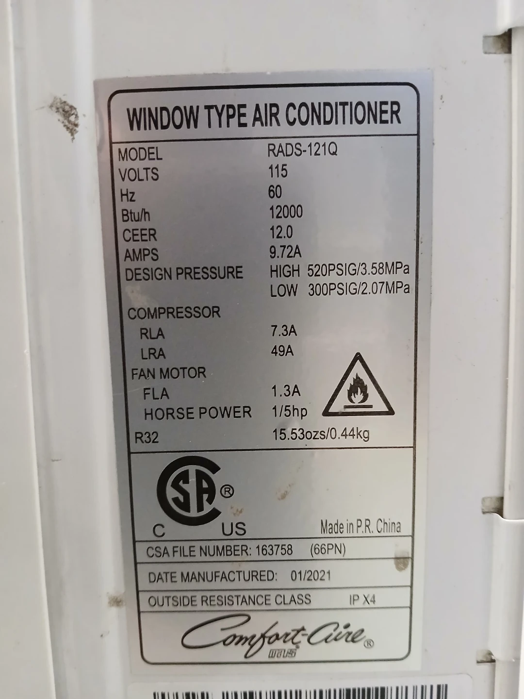 Comfort-Aire RADS-121Q Window Air Conditioner - 12000 BTU - photo 3