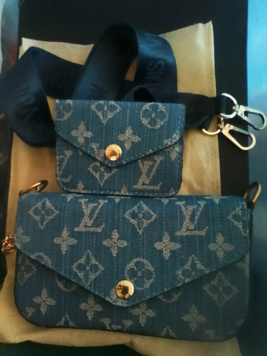 Louis Vuitton inspired Denim Monogram Pochette - photo 2