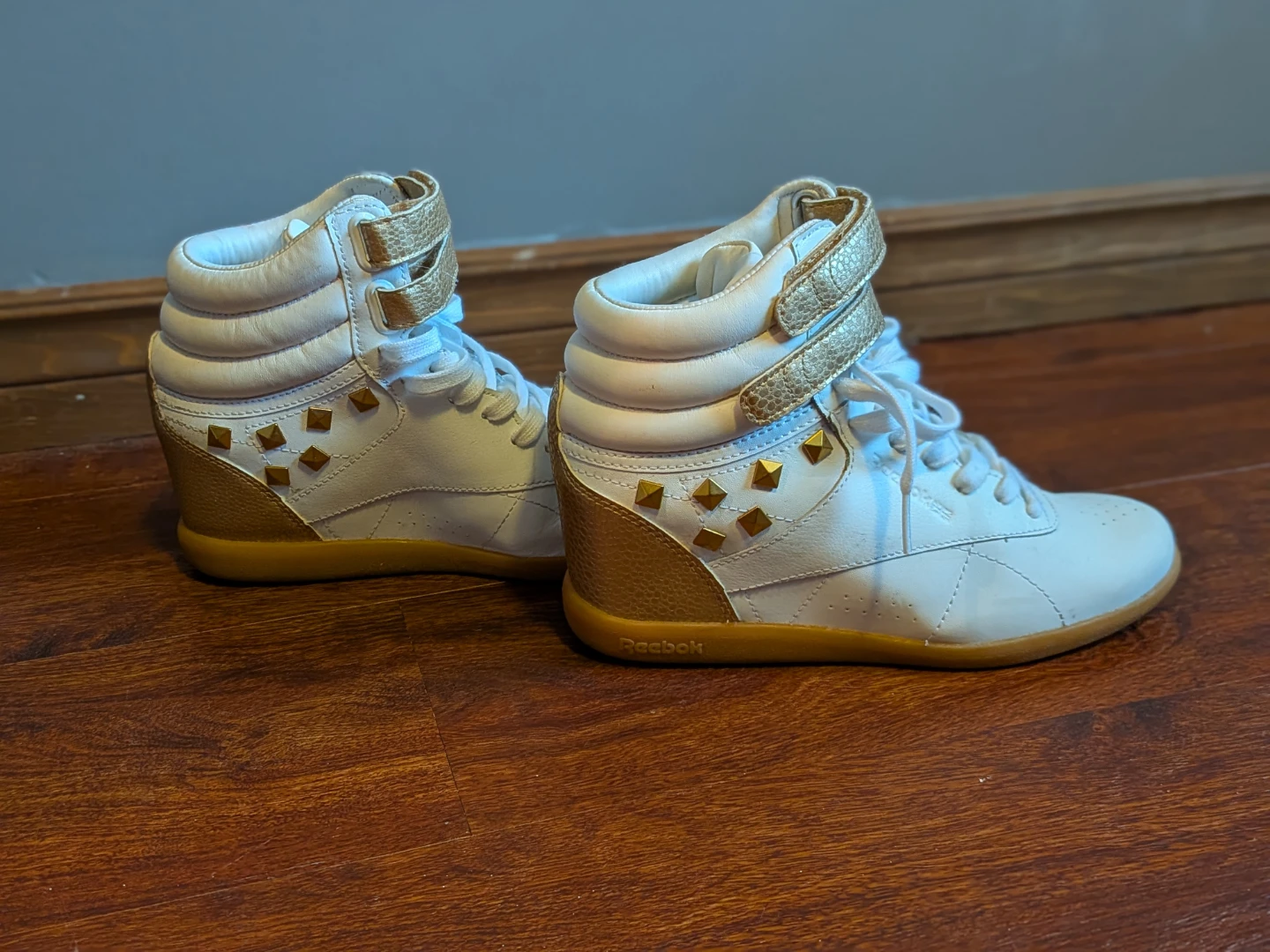 White and Gold Reebok Wedge Sneakers - photo 2