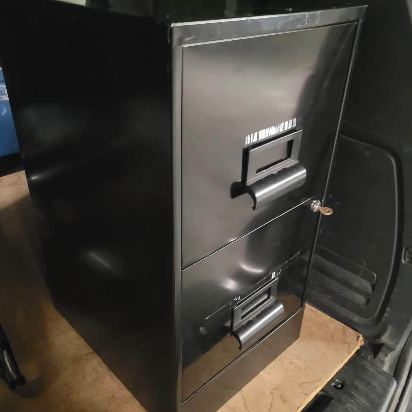 TWO DRAWER METAL FILING CABINET WITH LOCK AND FOLDERS