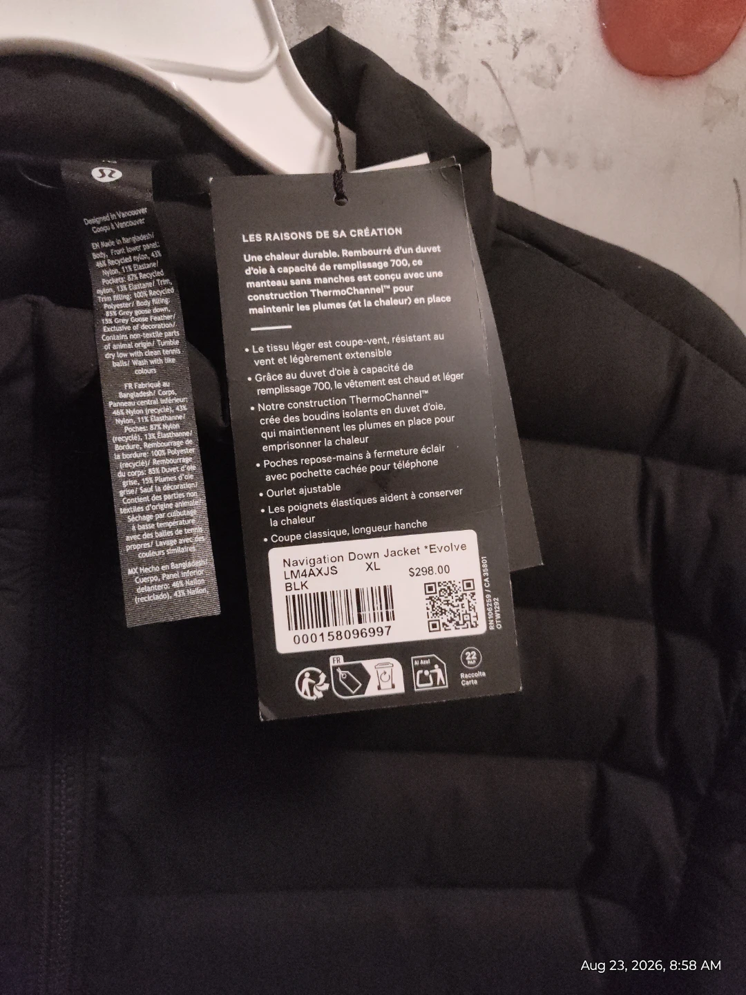 Lululemon Navigation Down Jacket Evolve XL Black - photo 2