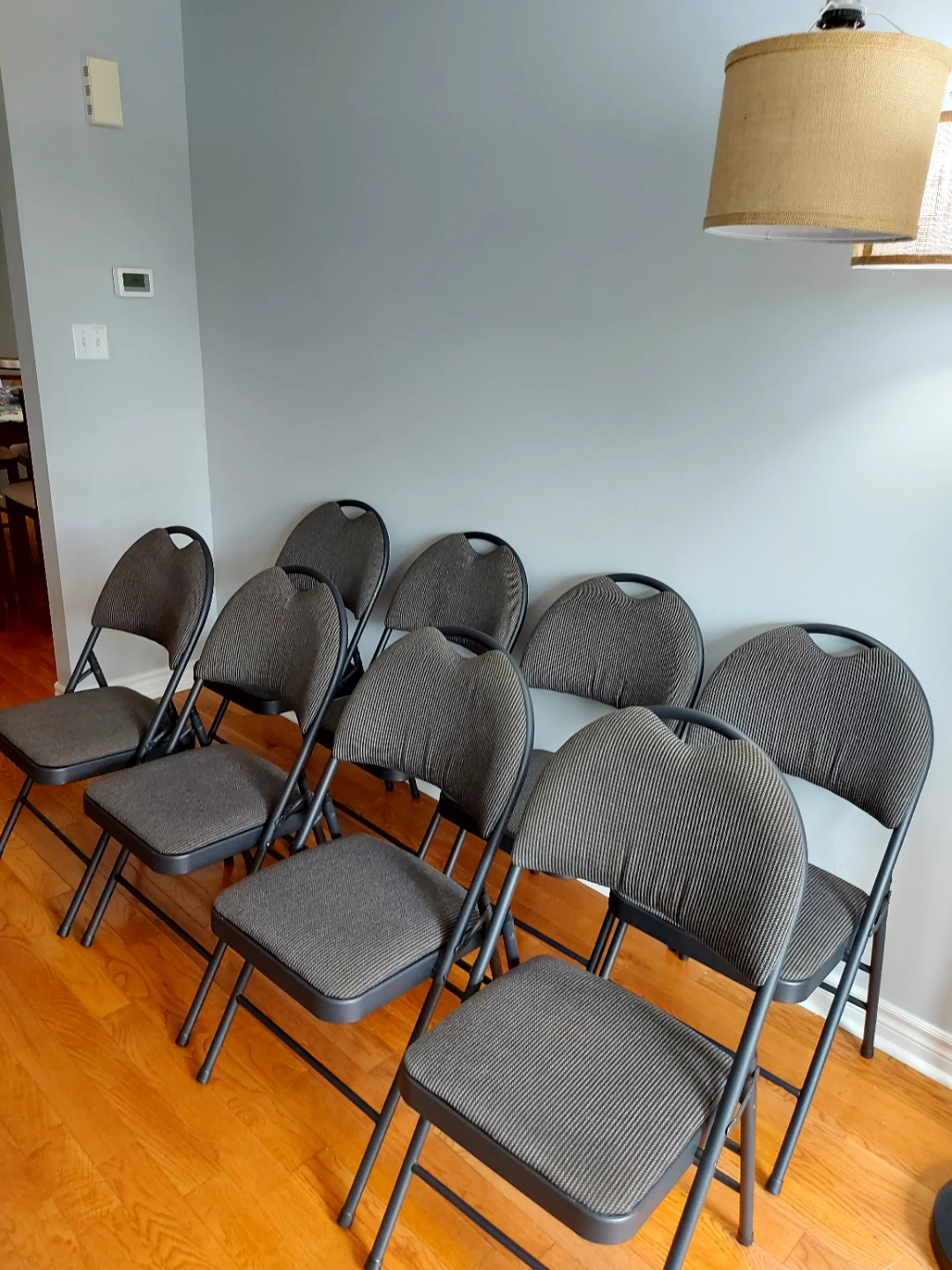 Set of 8 Grey Folding Chairs for sale