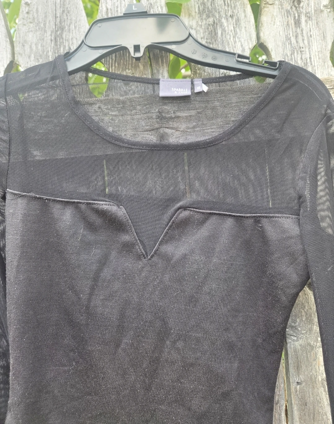 Sparkle & Fade Black Mesh Long Sleeve Top XS - photo 4