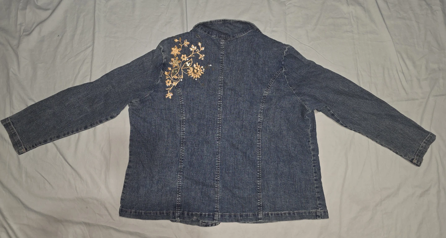 Denim 24/7 Embellished Denim Jacket Size 18W - photo 3
