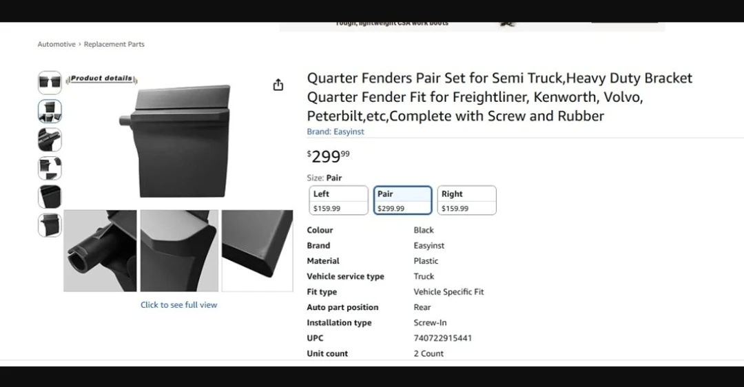Easyinst Quarter Fender Pair Set for Semi Truck - photo 2