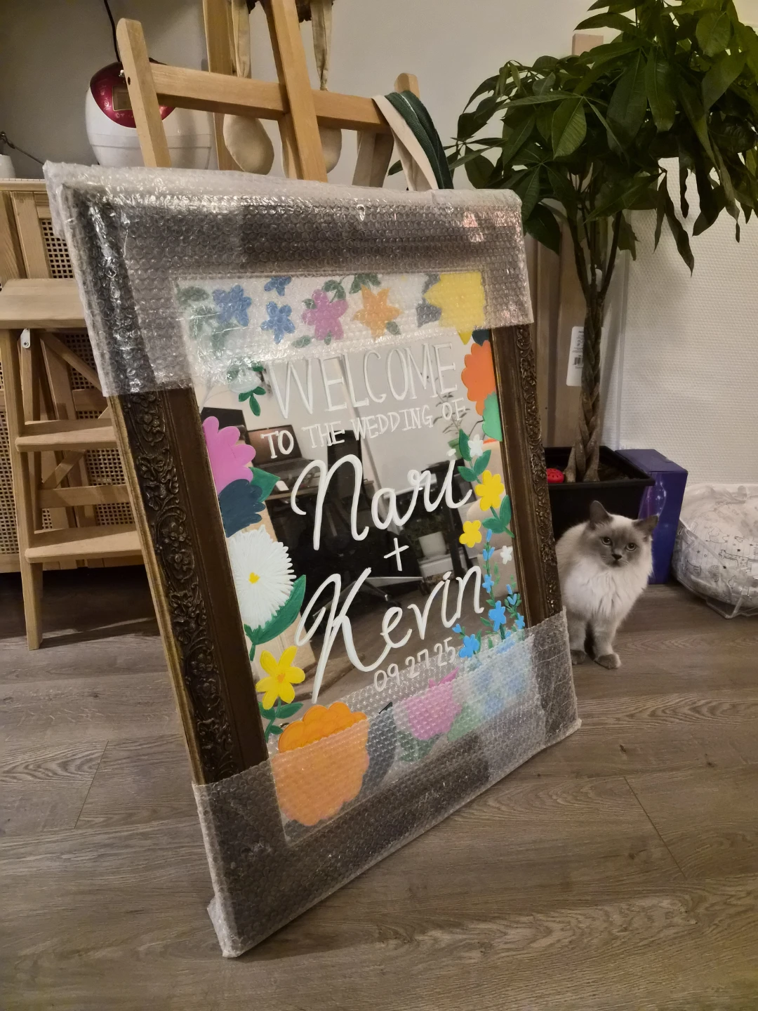 Custom Wedding Welcome Sign on Mirror