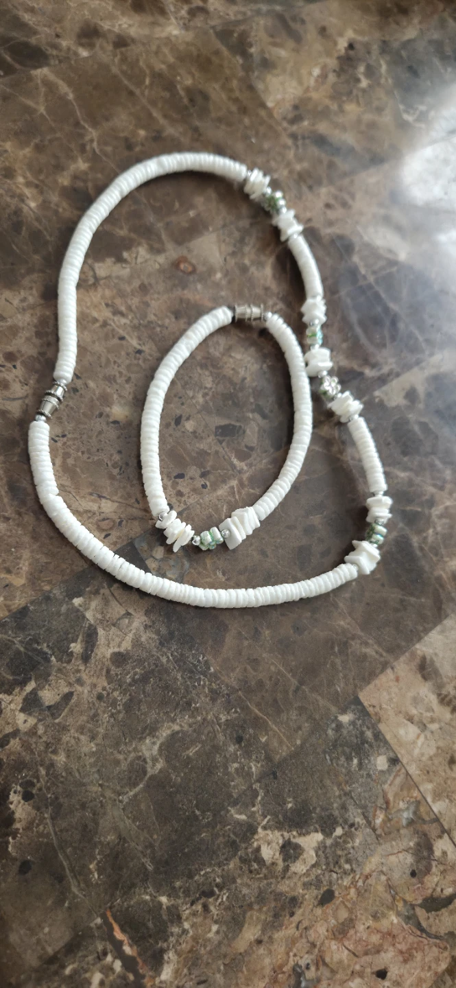 White Shell Necklace and Bracelet Set