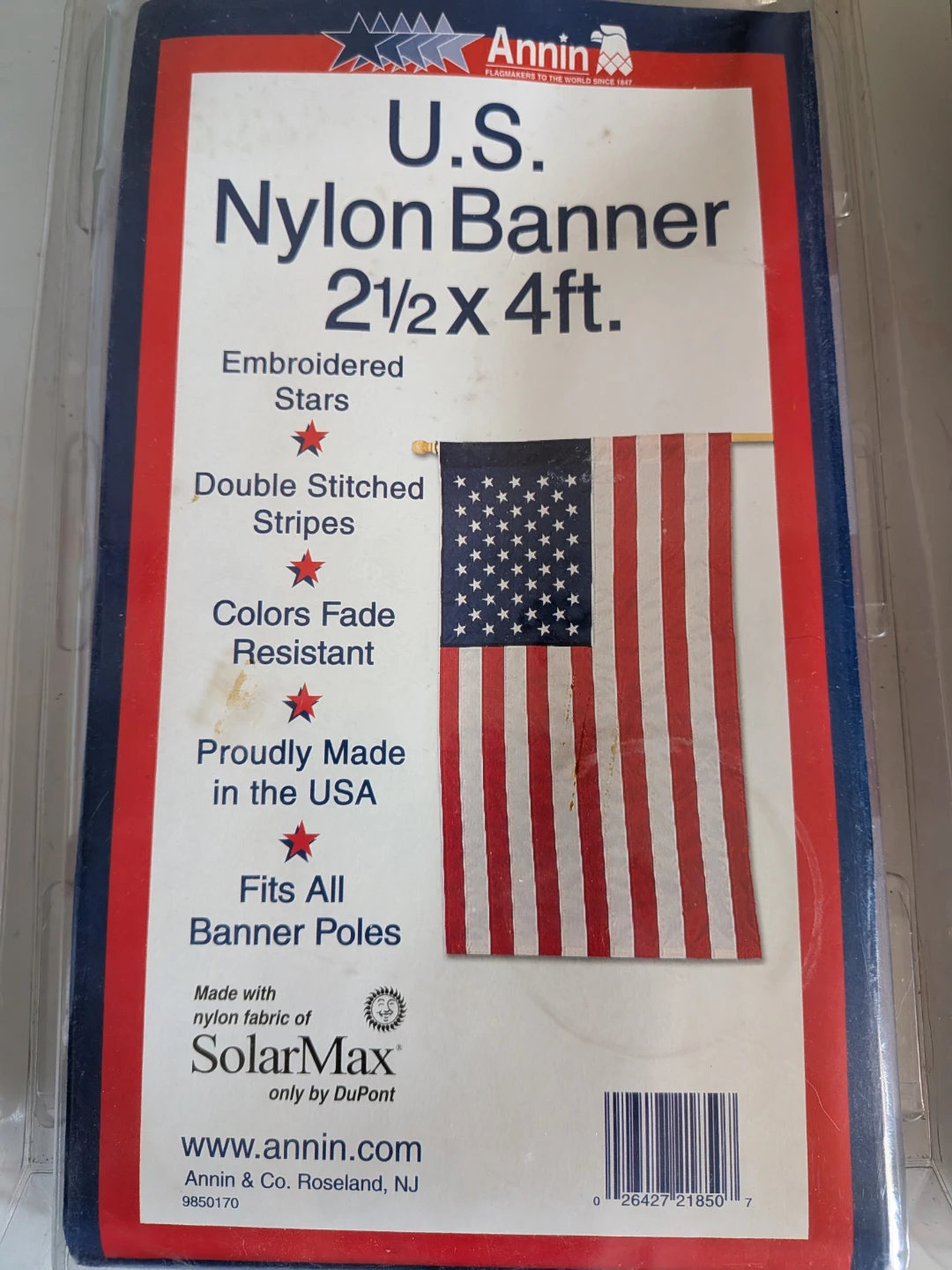 Annin U.S. Nylon Banner 2 1/2 x 4 ft