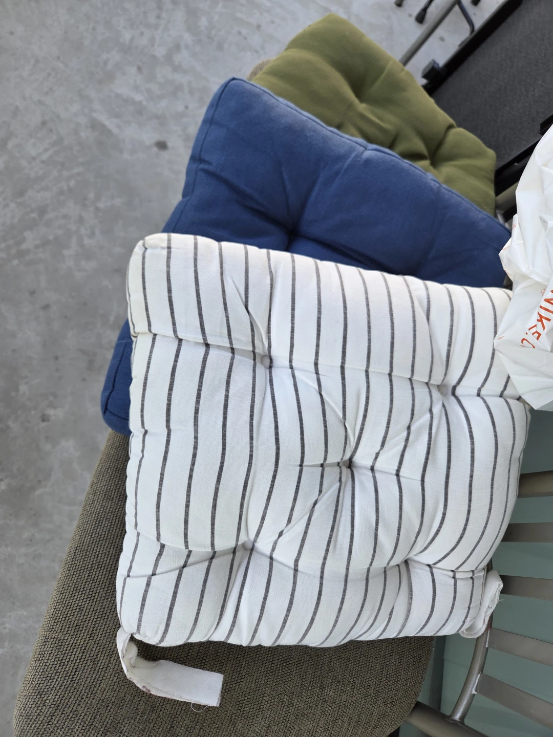 Set of 3 Chair Cushions - Green, Blue & Striped - photo 3