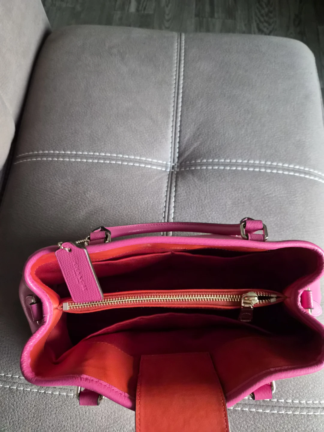 Coach Pink Floral Leather Satchel Handbag - photo 3