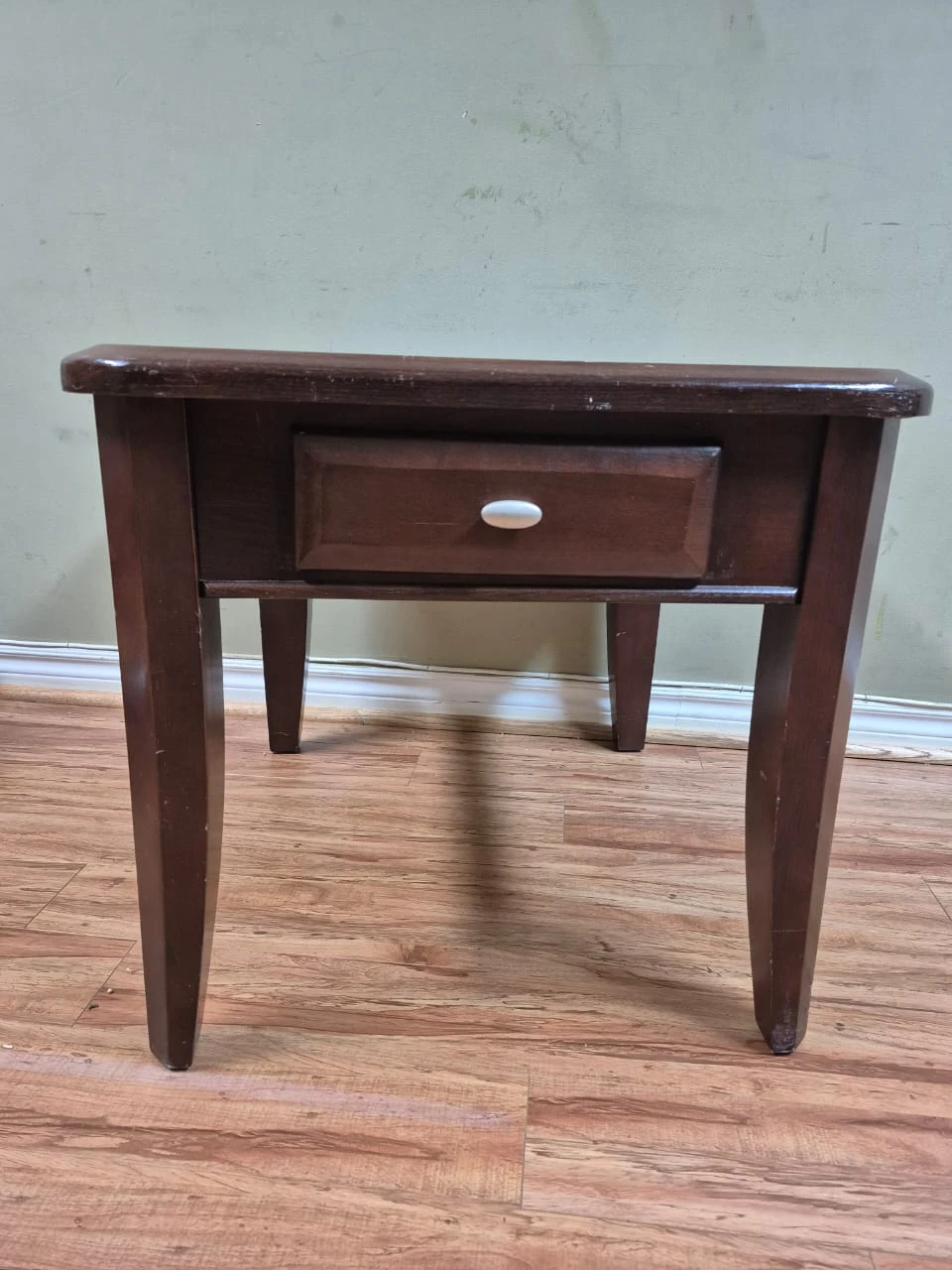 Dark Wood End Table with Drawer - photo 3
