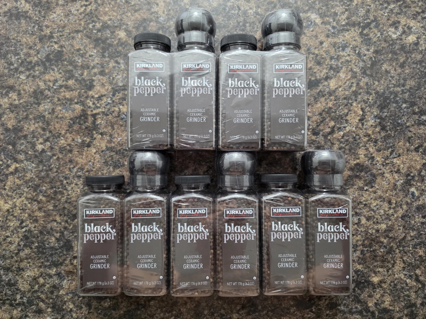 PACK OF 5 Kirkland Signature, Black Pepper with Grinder