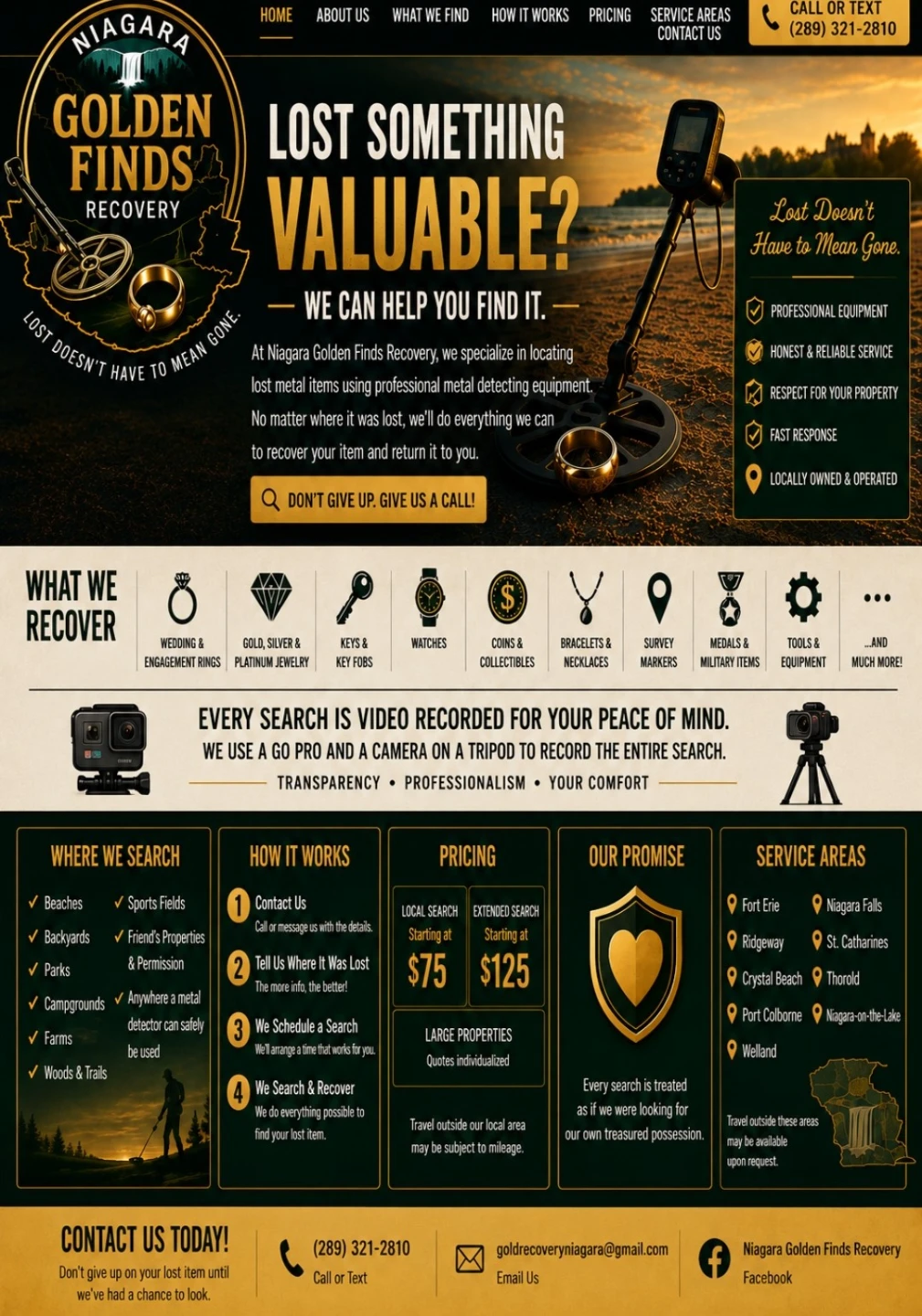 Niagara Golden Finds Recovery Metal Detecting Service