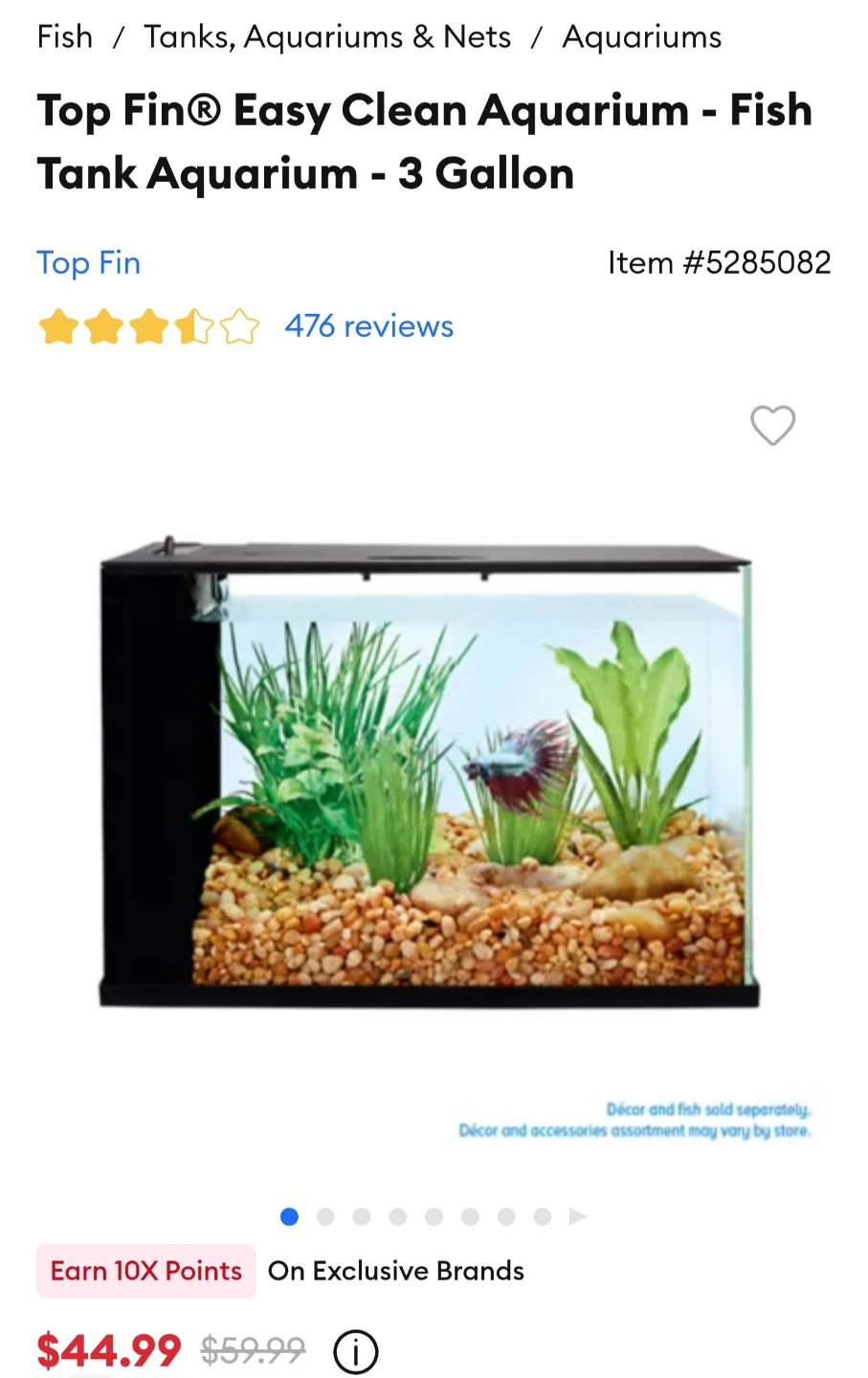 Top Fin Easy Clean Aquarium - 3 Gallon