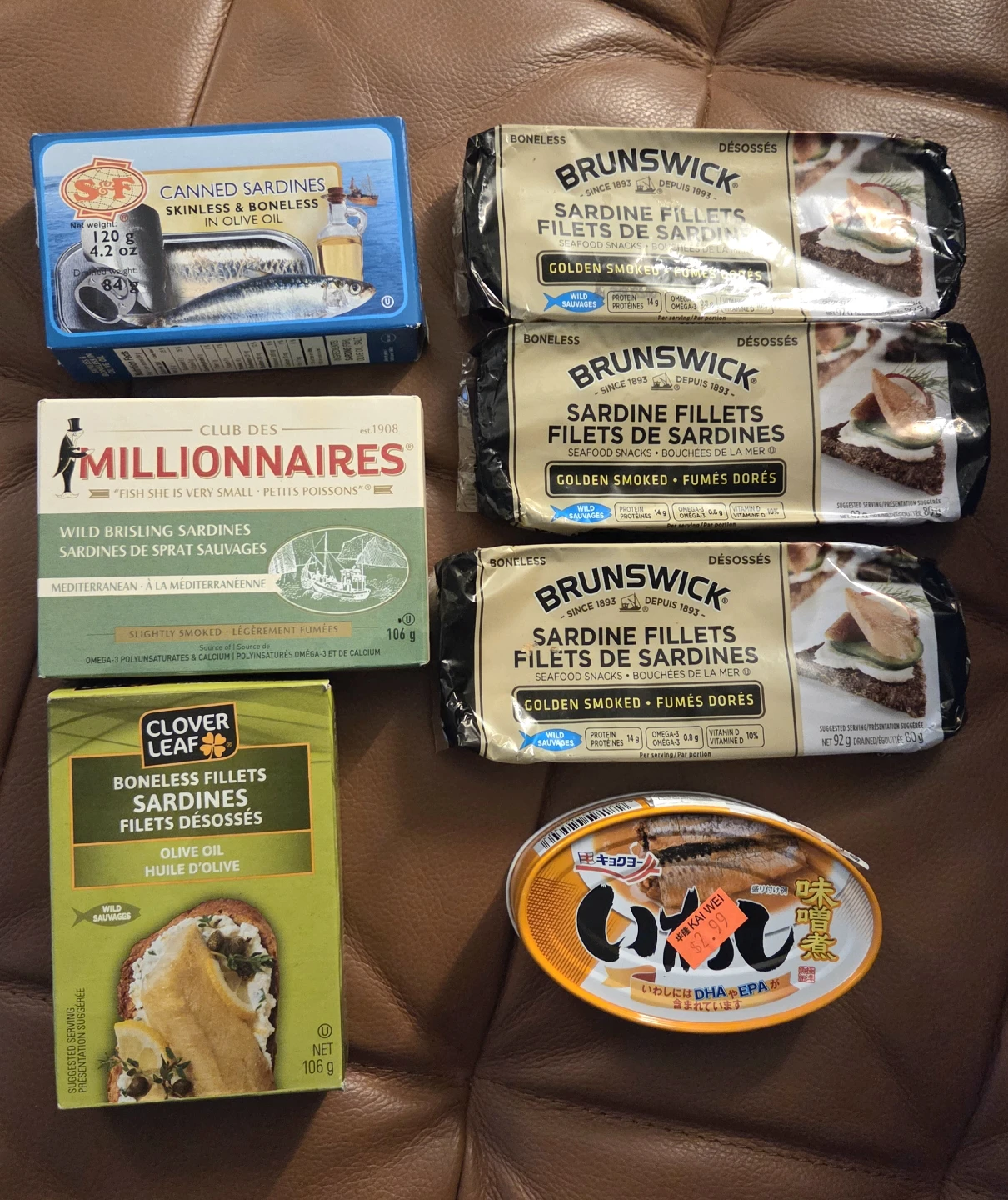 7 cans of  Misc Sardines