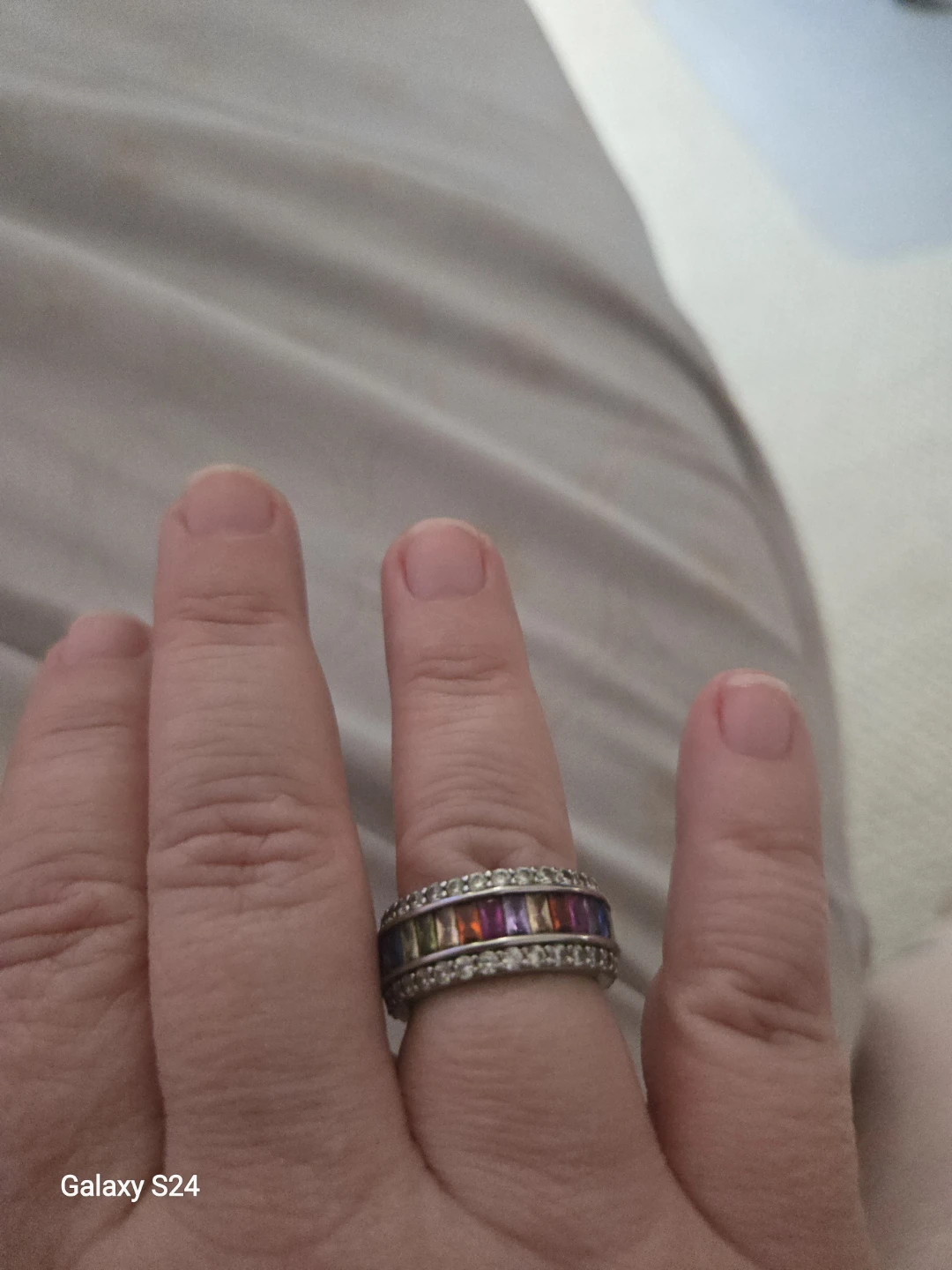Rainbow Multicolored glass Band Ring - photo 3