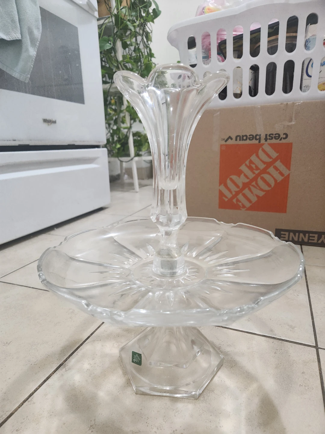 Glass Cake Stand with Trumpet Vase - photo 2