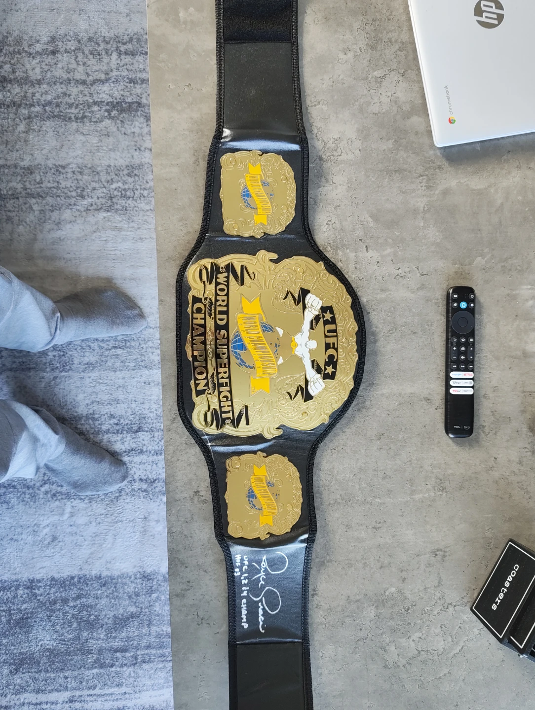 UFC World Superfight Champion Belt Signed by Royce Gracie