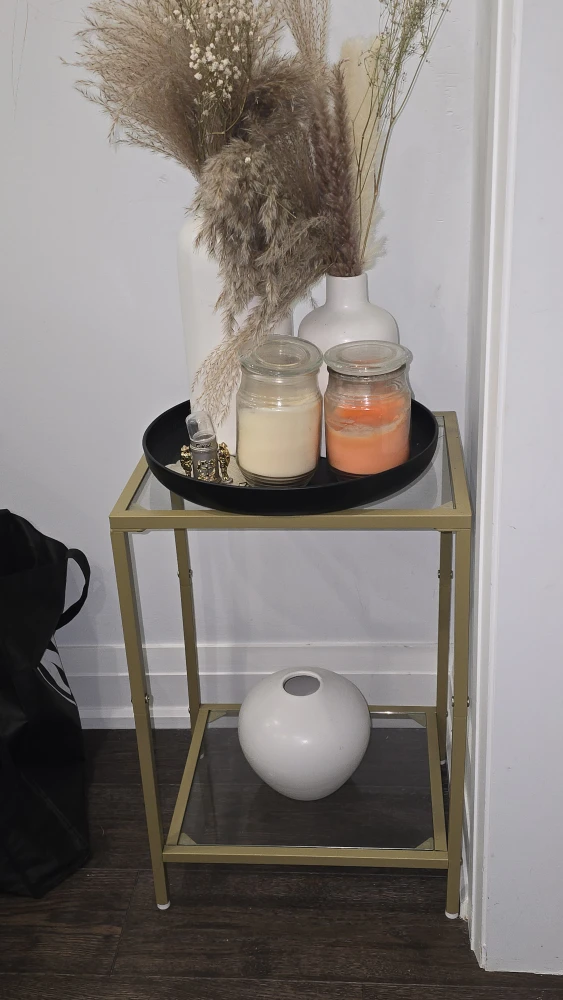 Gold Metal and Glass Side Table and center table - photo 2