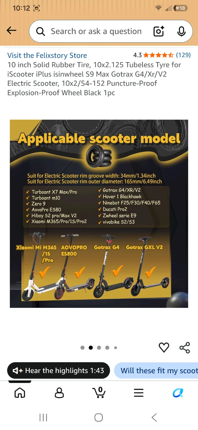 Felixstory 10 inch Solid Rubber Scooter Tire - photo 2
