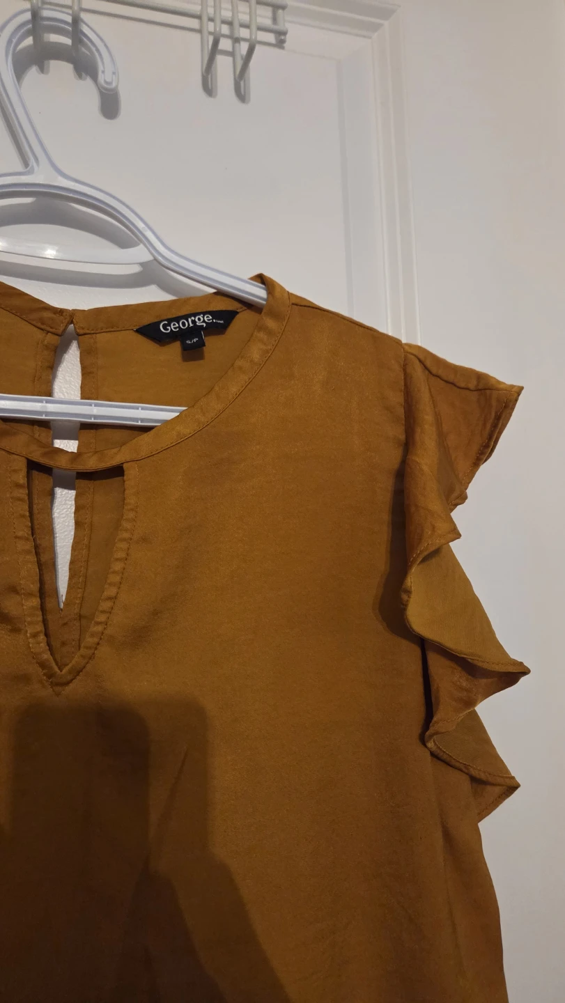 George Women's Mustard Ruffle Sleeve Top - S/P - photo 2
