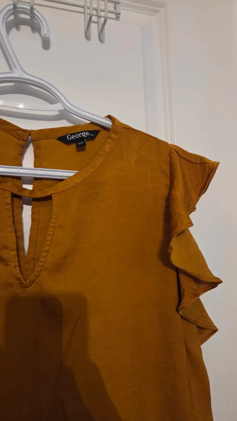 George Women's Mustard Ruffle Sleeve Top - S/P - photo 2