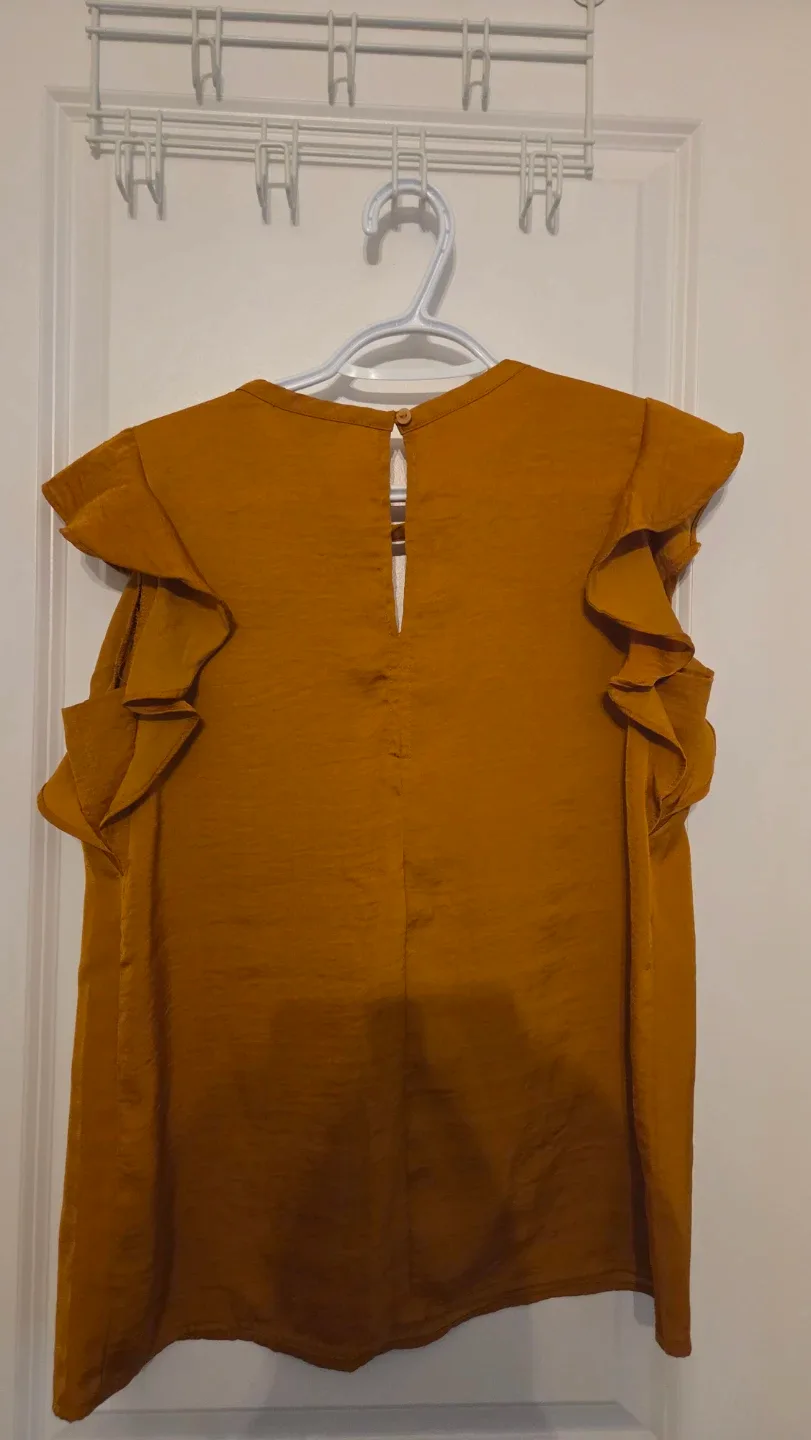 George Women's Mustard Ruffle Sleeve Top - S/P - photo 3
