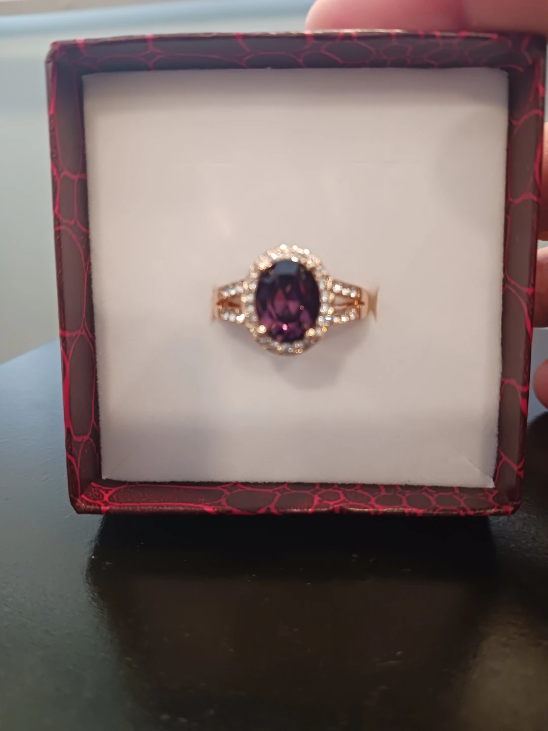 Purple Gemstone Ring with Halo Setting