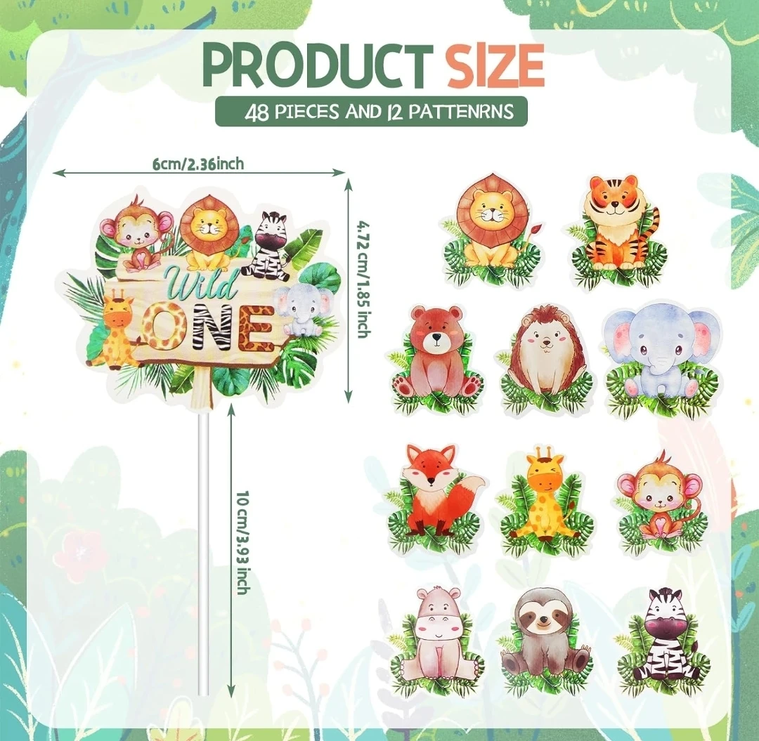 Woodland Jungle Animal Cupcake Toppers Set - photo 2