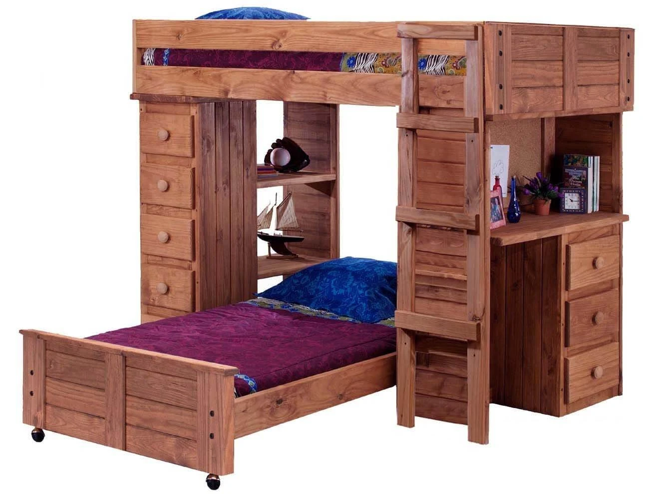 Wooden Loft Bed with Desk and Storage - photo 2