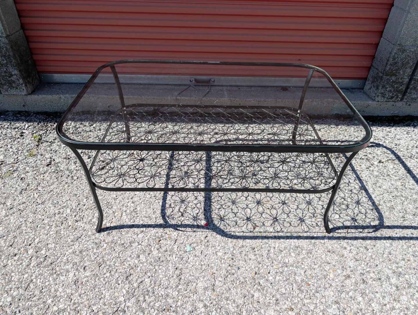 Glass Top Coffee Table with Ornate Metal Base