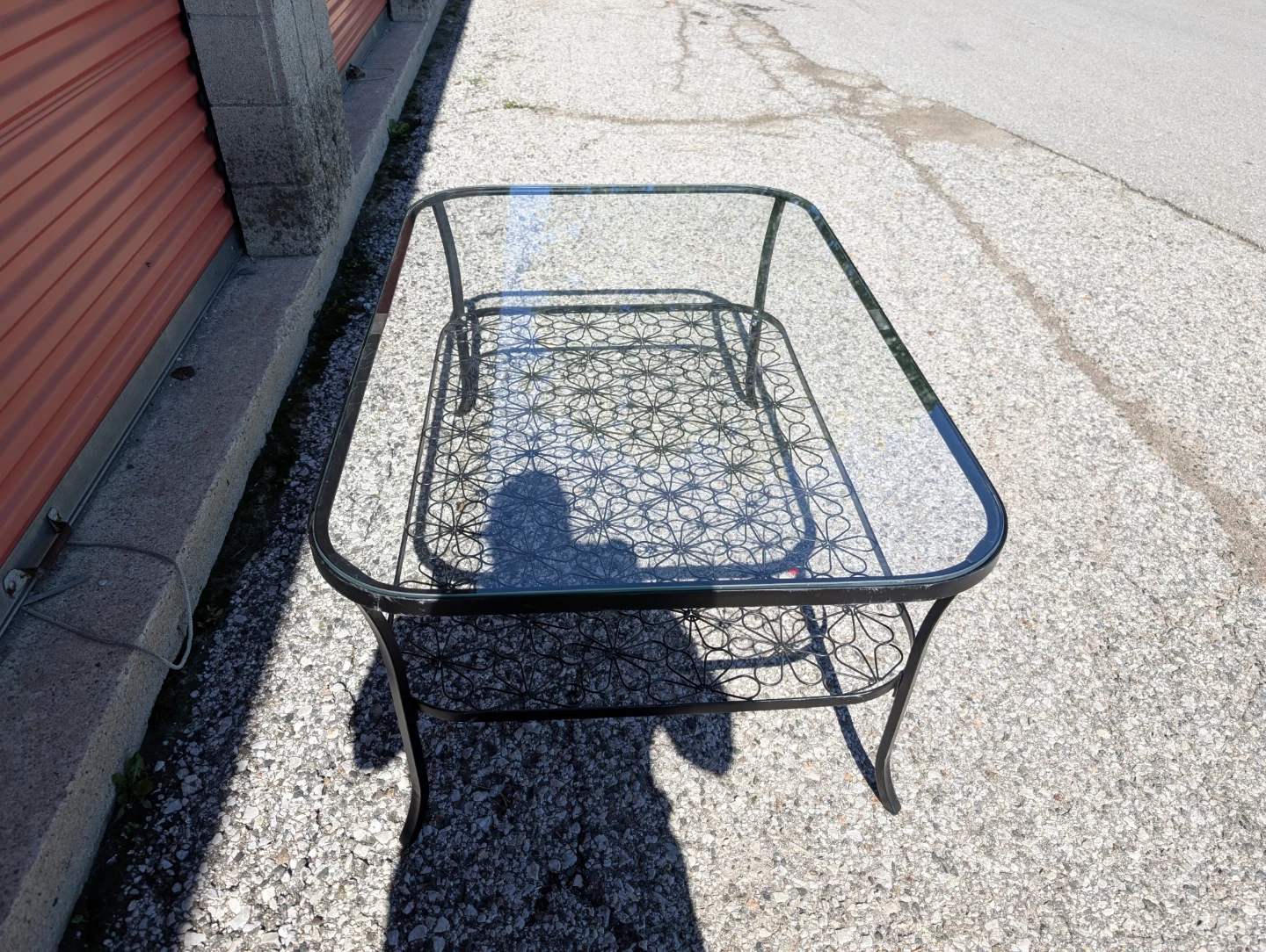 Glass Top Coffee Table with Ornate Metal Base - photo 2
