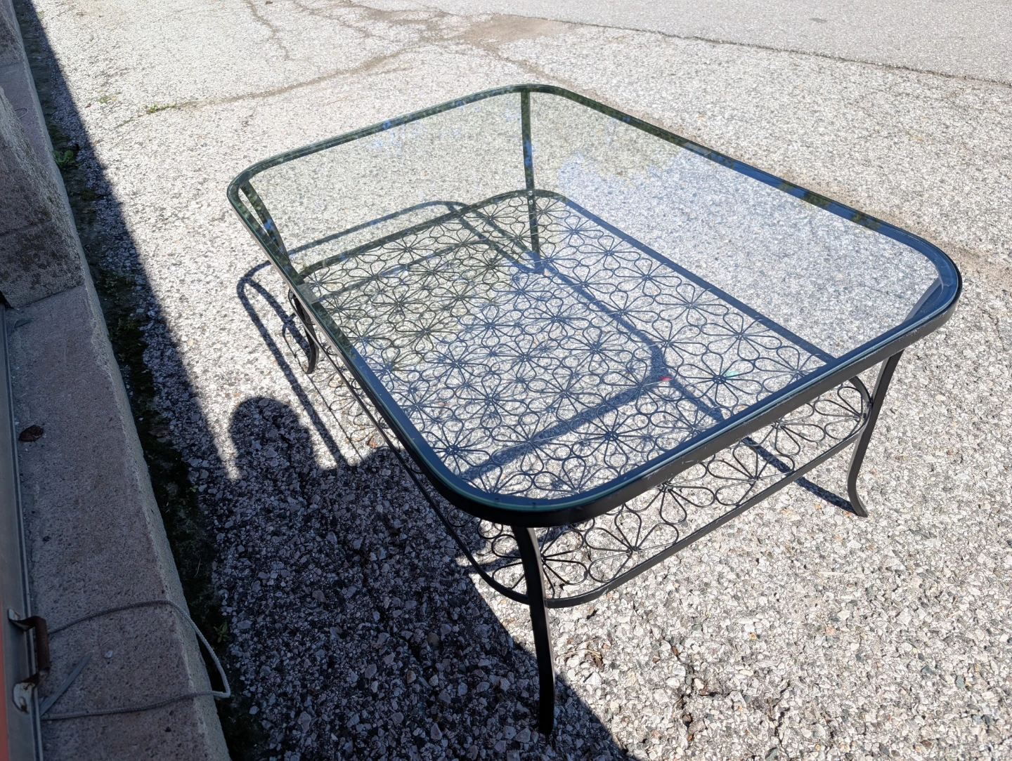 Glass Top Coffee Table with Ornate Metal Base - photo 3