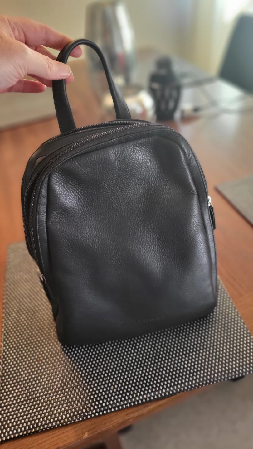 Derek Alexander Black Genuine Leather Backpack