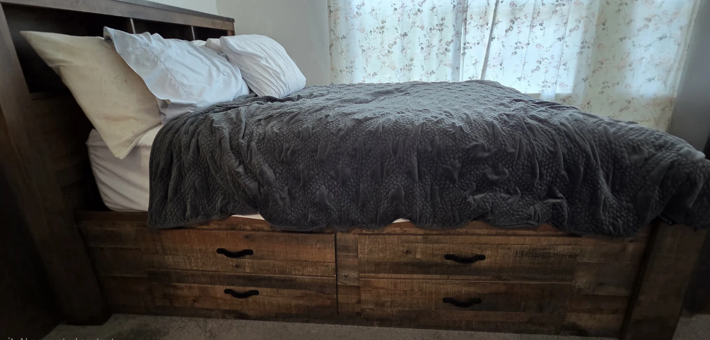 Ashley Furniture Wooden Storage Bed Frame & Mattress