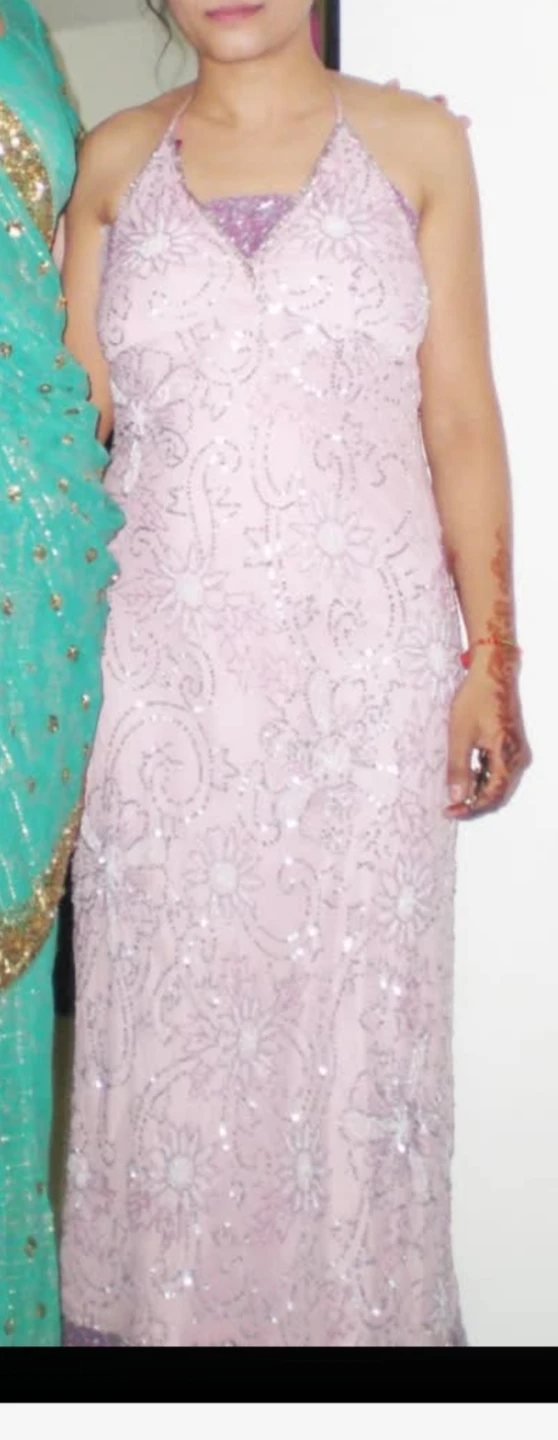 Pink Beaded Sequin Maxi Dress - photo 2