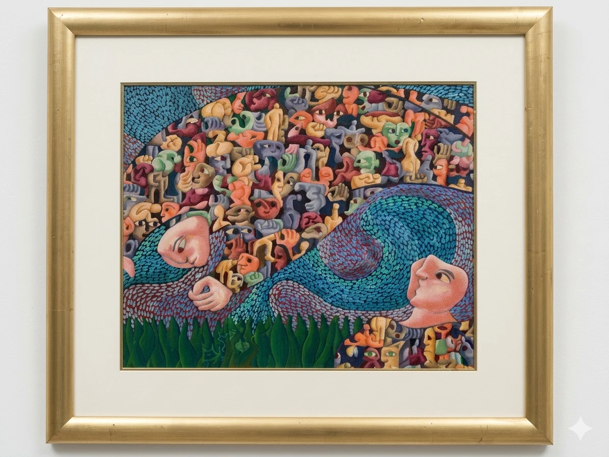 Oil on Canvas – En el aire (Manifestación 156) by Gámez