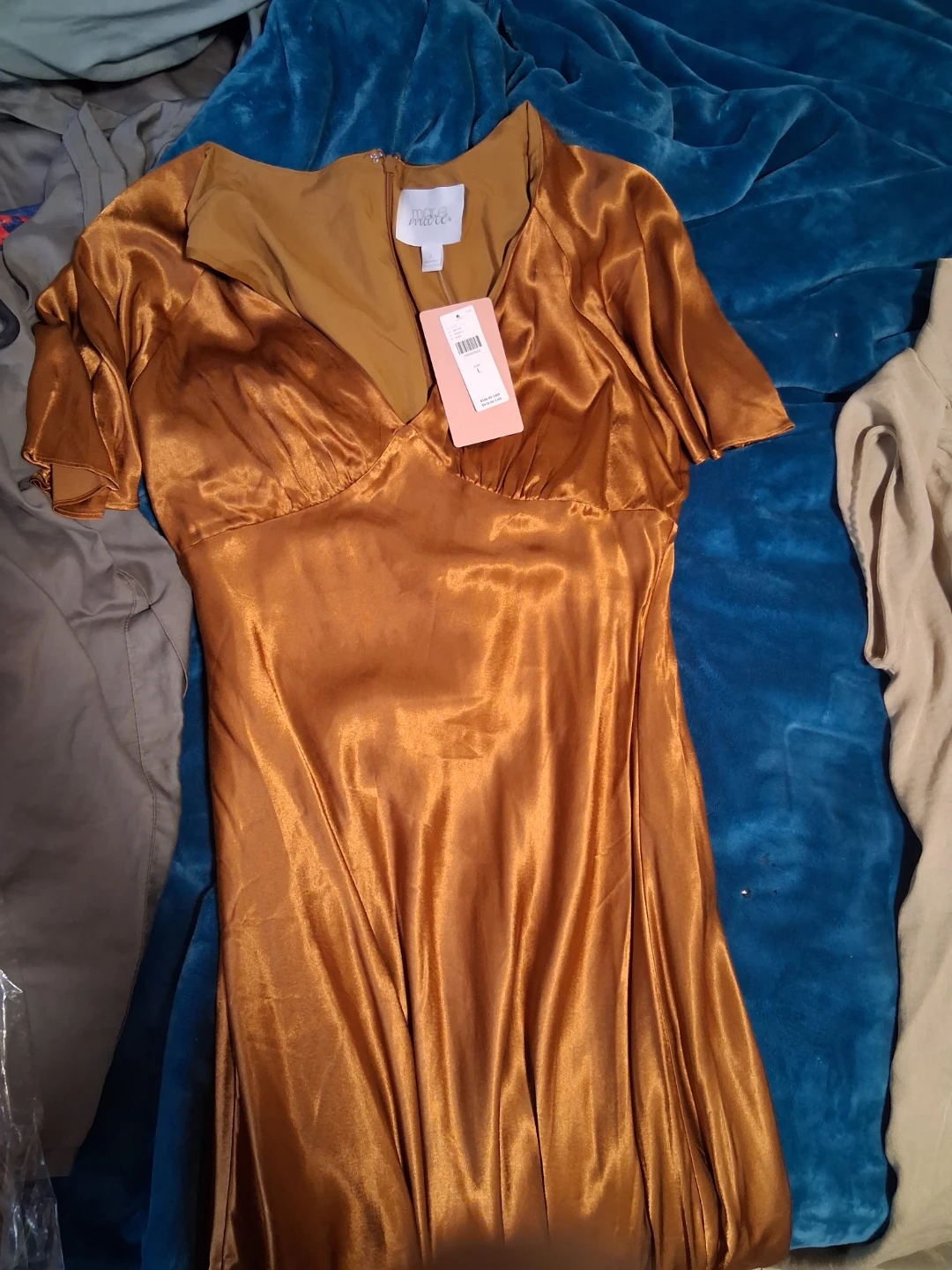 Mare Mare Satin Short Sleeve Dress Large