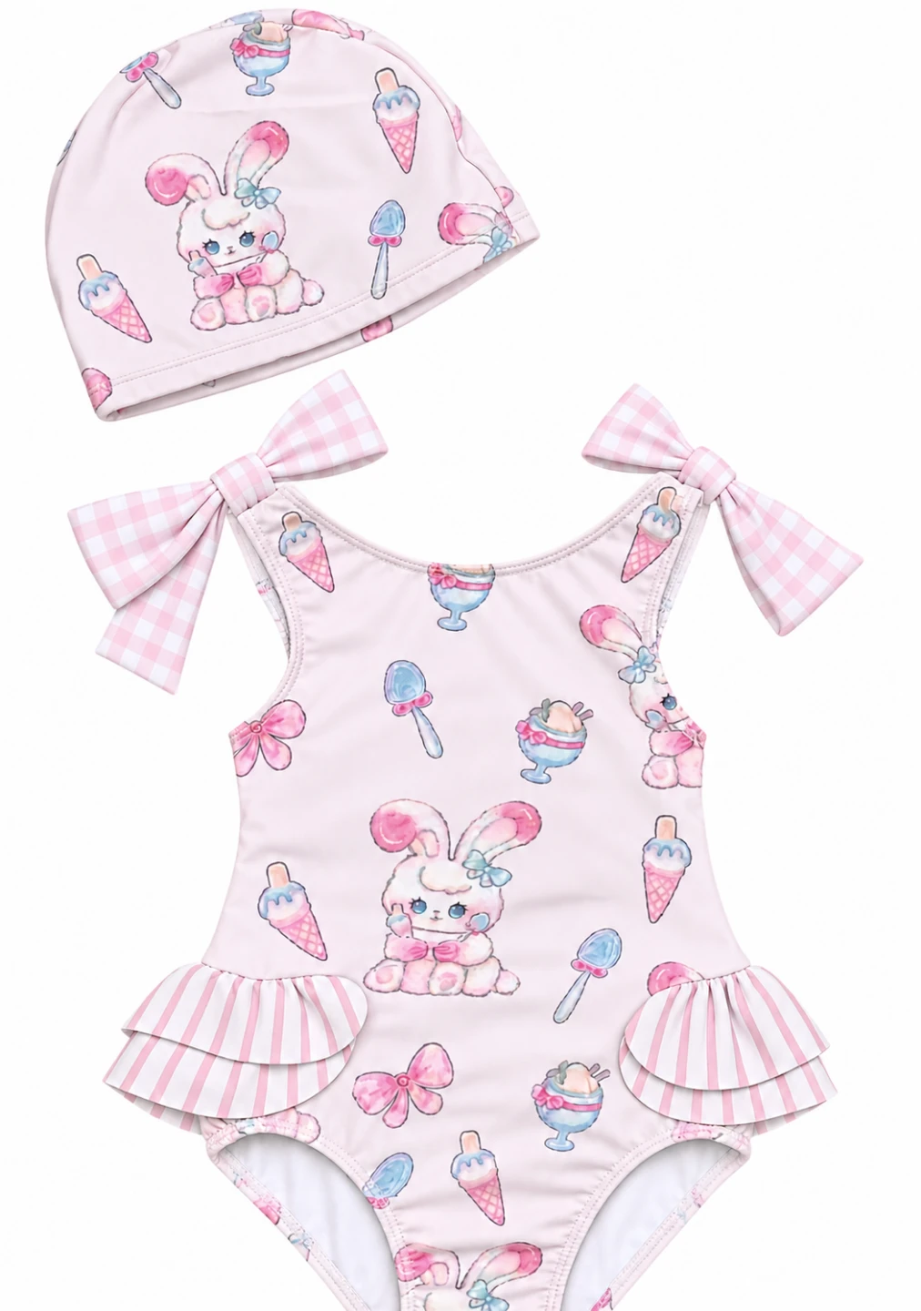 New Baby Girls’ Swimsuit & Hat Set – Size 1–2Y