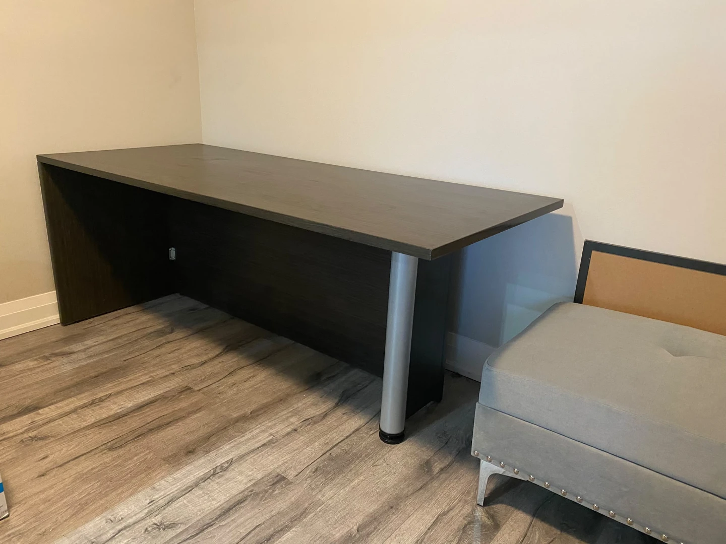 Dark Wood Desk with Silver Legs