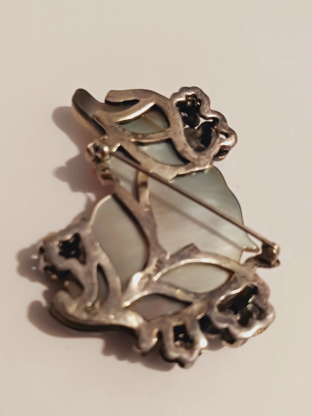 Sterling Silver Mother of Pearl & Marcasite Brooch - photo 4
