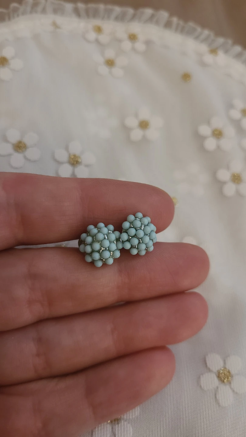 Light Blue Beaded Stud Earrings