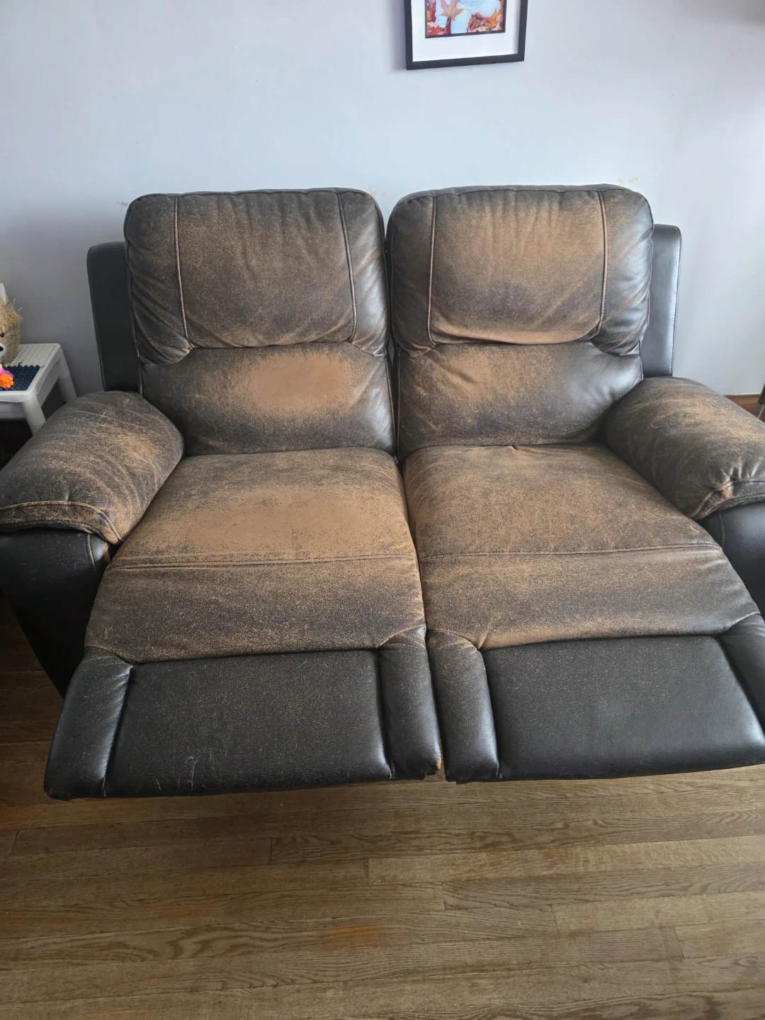 Faux Leather Loveseat Recliner - photo 2