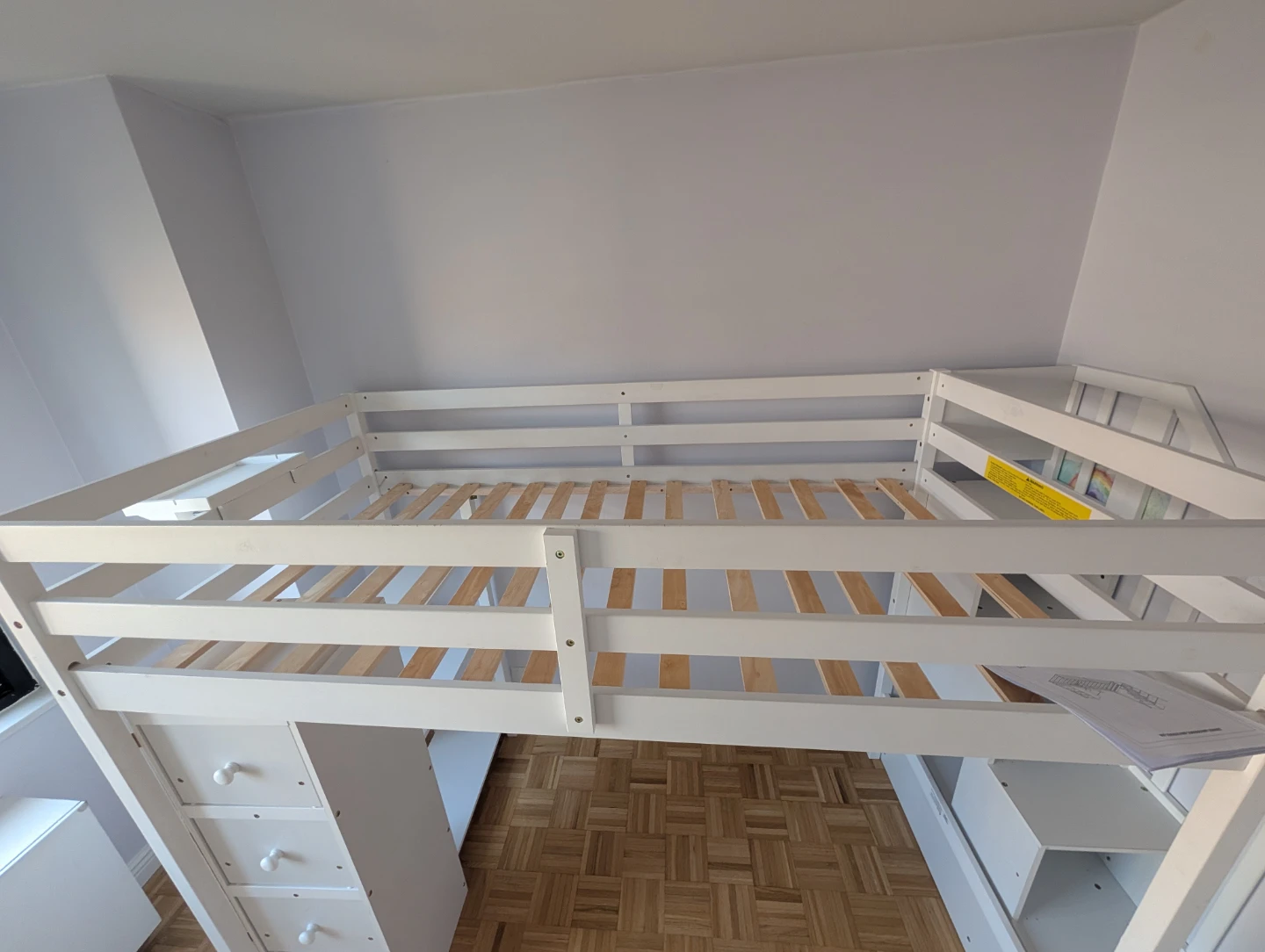 White Loft Bed with Stairs and Storage - photo 3