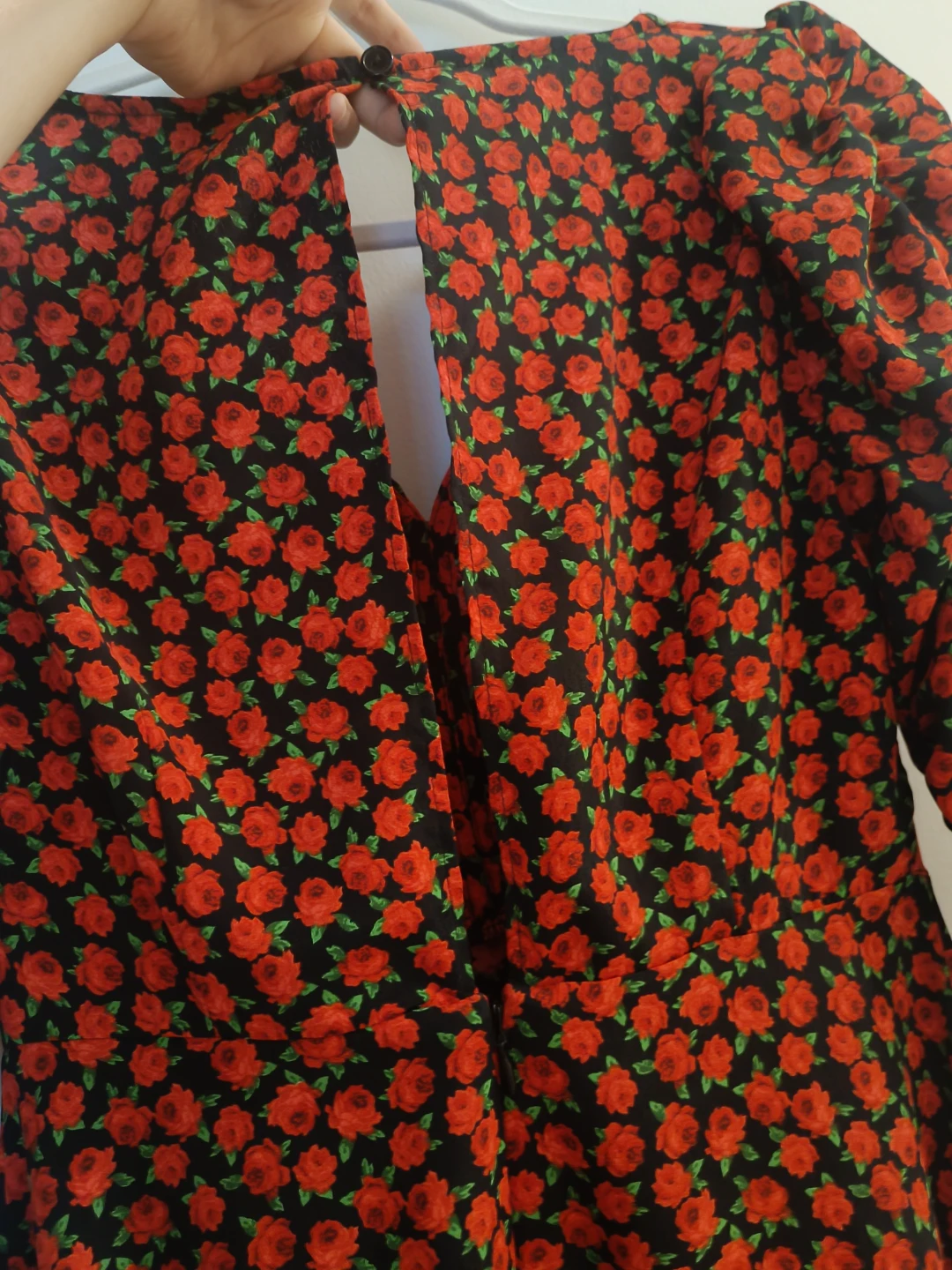 Topshop Petite Black Red Floral Puff Sleeve Dress Size US 6 - photo 5