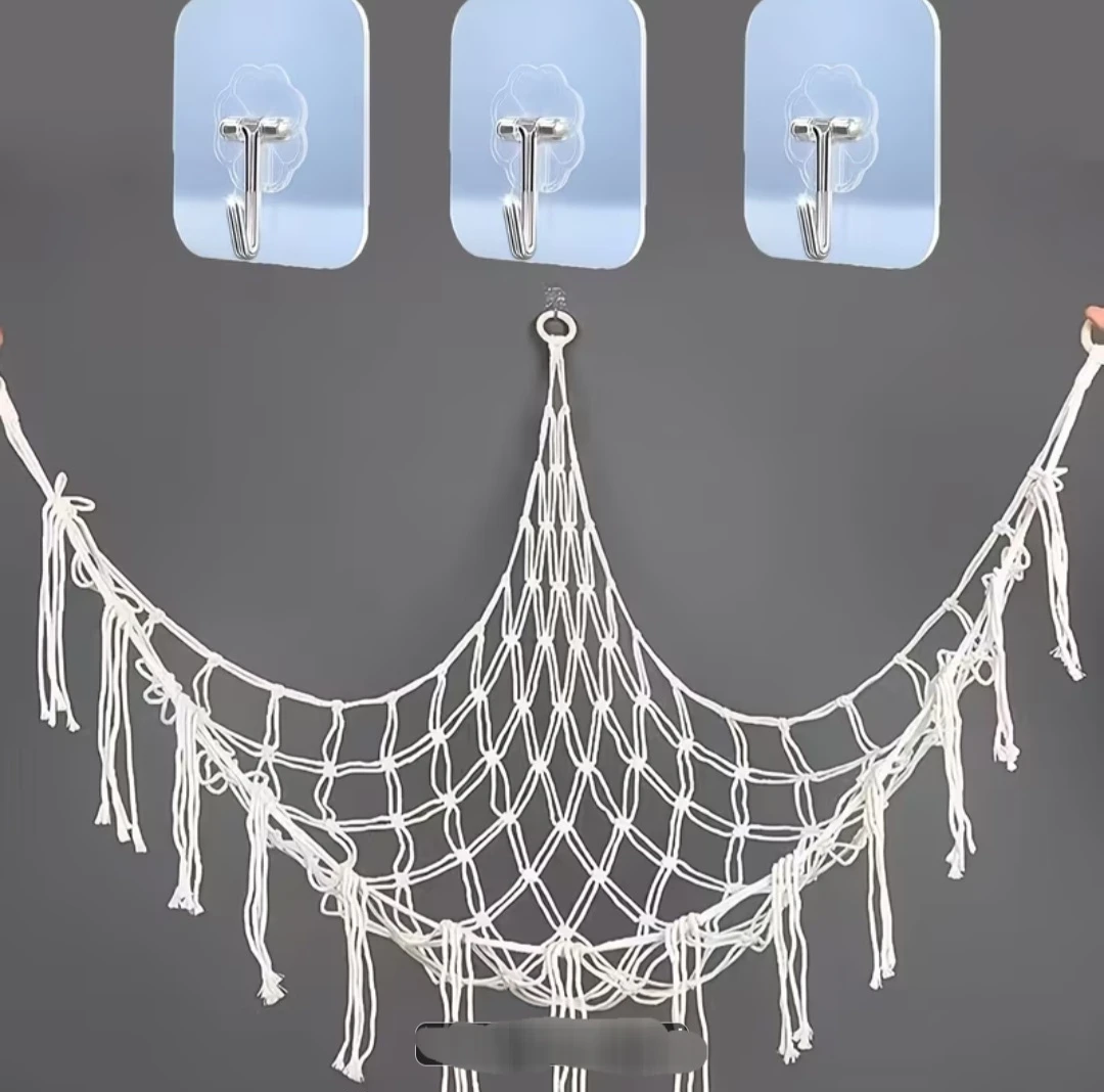 Macrame Toy Hammock Storage Net - White - photo 3