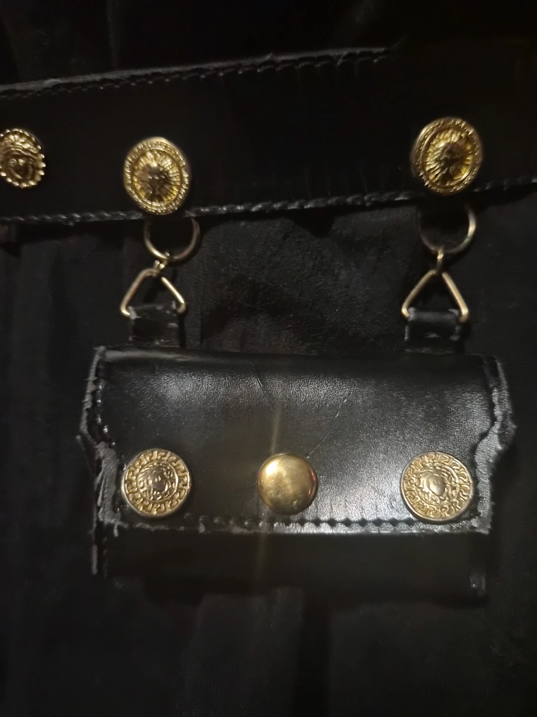 Black Belt with Gold Embellishments and Chain Detail - photo 2