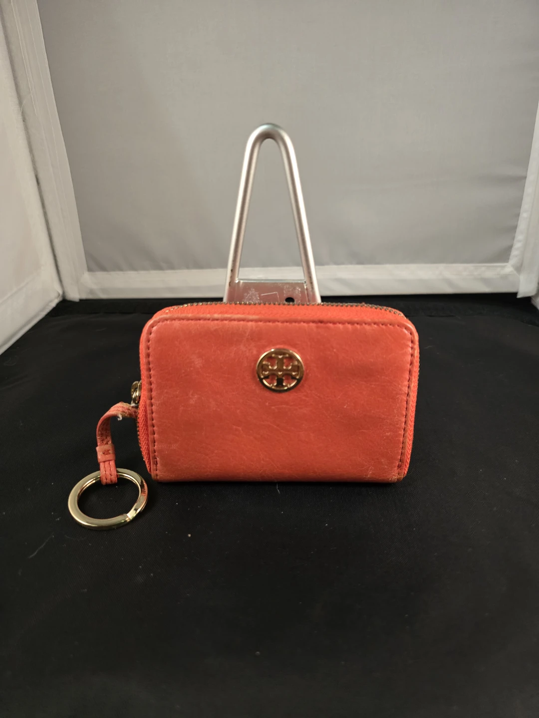 Tory Burch Orange Leather Coin Pouch Wristlet