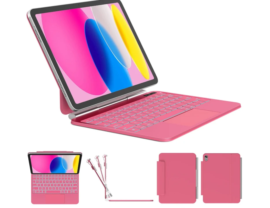 Keyboard Case for iPad (A16) 11th/10th Gen - Hot Pink